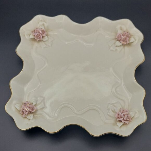 Cracker Barrel 6-Piece Porcelain Capodimonte Tea Set Gold Accents Pink Roses - Picture 3 of 14